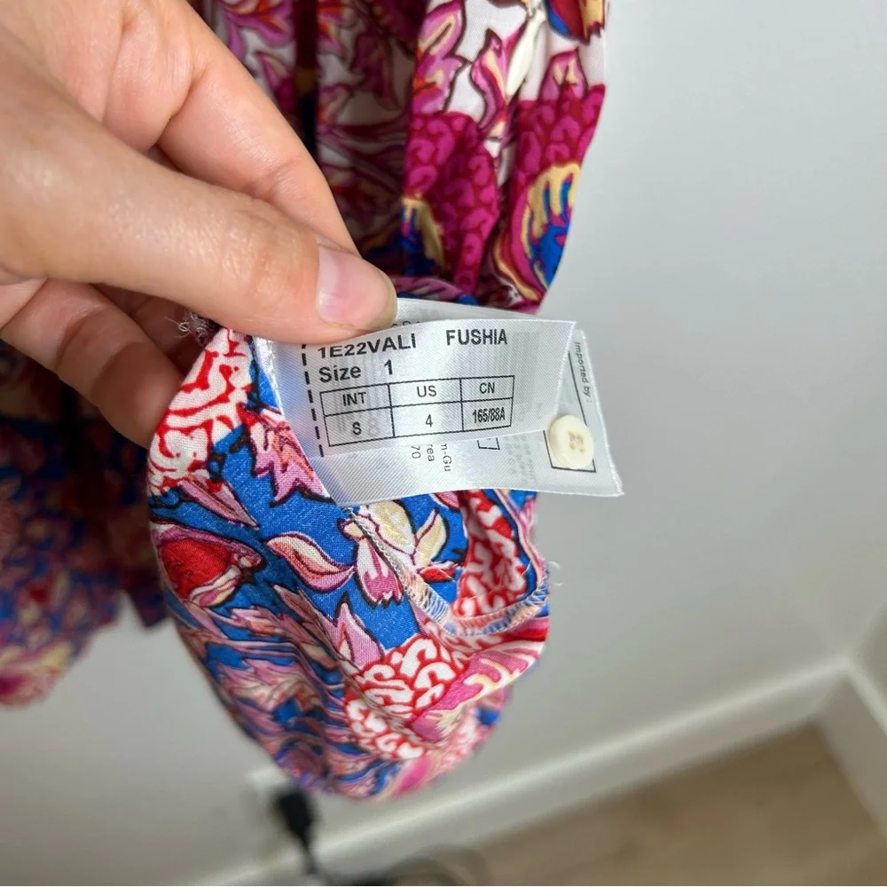 Ba&sh Valia Floral Pink Multicolor Bright Printed Mini Dress Size Small - Picture 13 of 13
